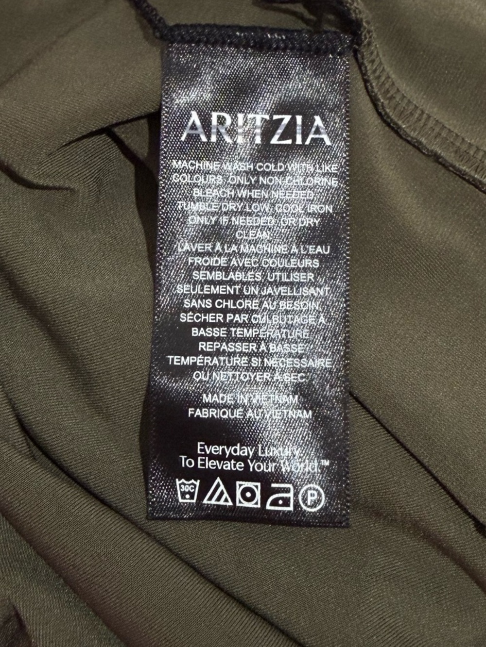 Aritzia Wilfred Boulevard Mockneck Ruched Wrap Mini Dress Olive New NWOT - Picture 10 of 11